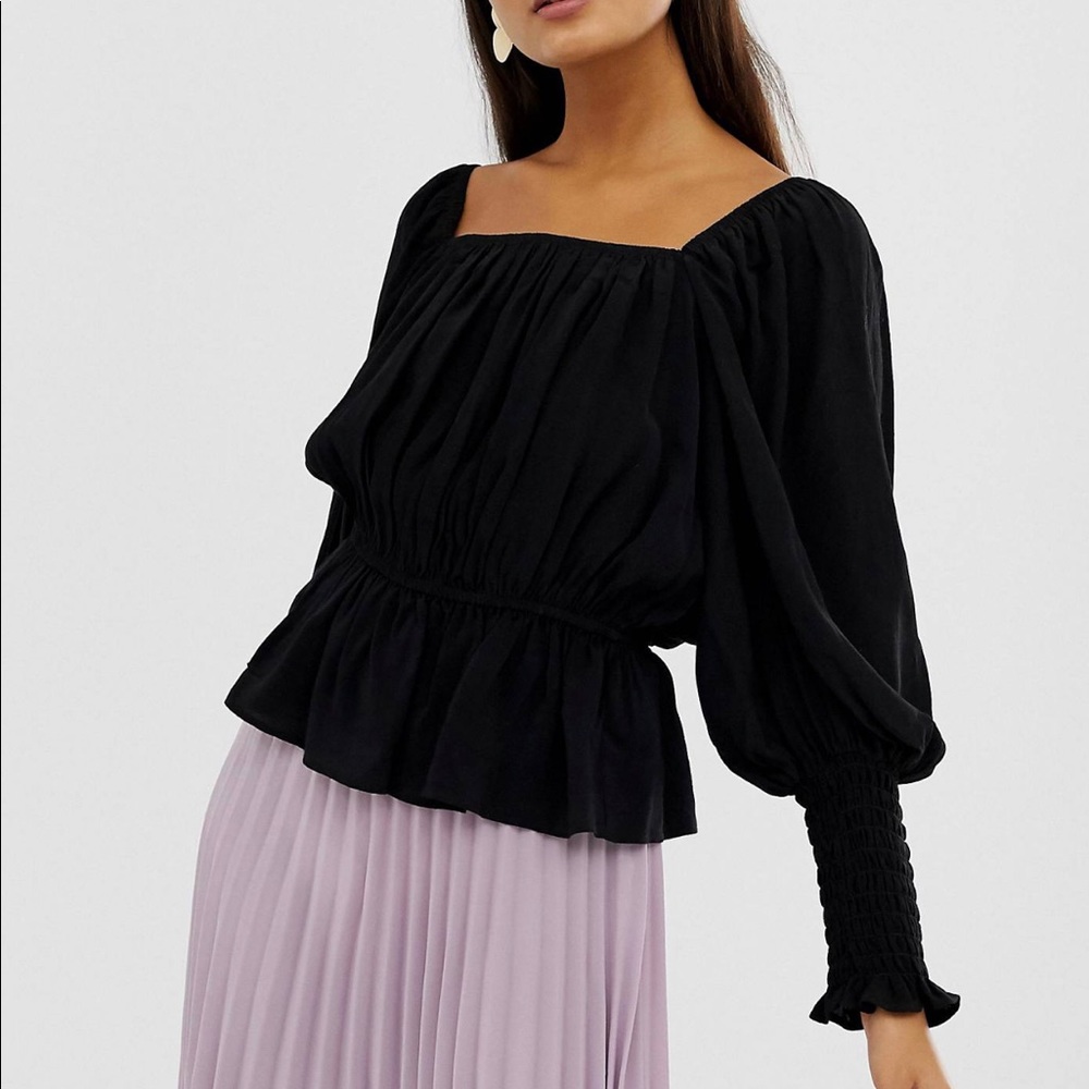 Asos Black ruched blouse